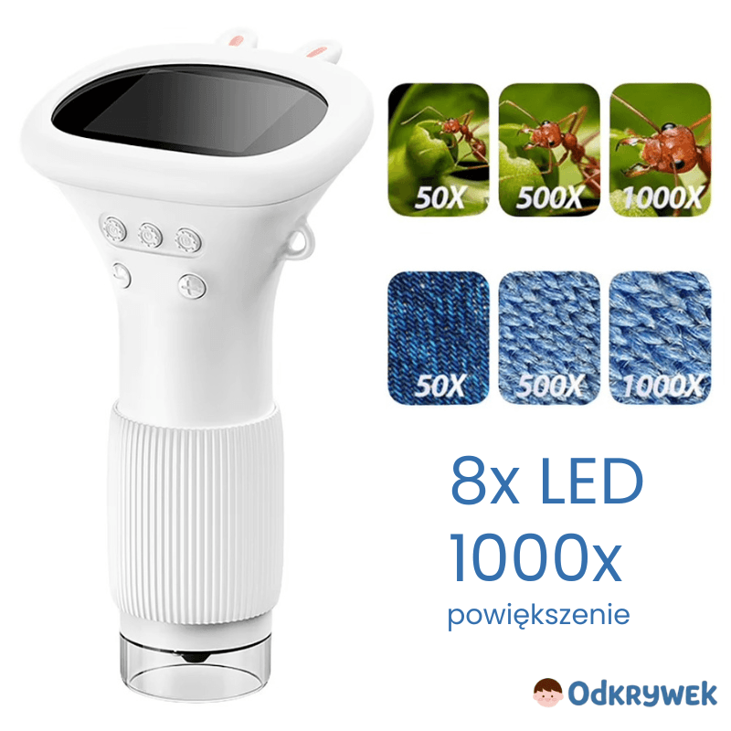 Odkrywek - Mikroskop dla dzieci, zabawka edukacyjna, powiększenie 1000x
