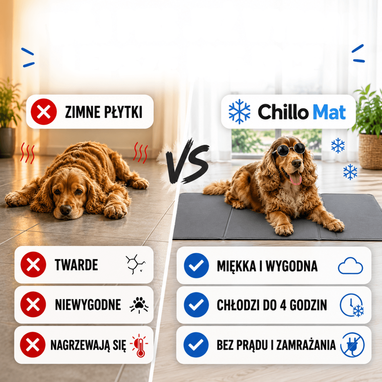 Chillo Mat - Samochłodząca Mata dla Psa 90 × 50 cm | Ulga podczas upalnych dni